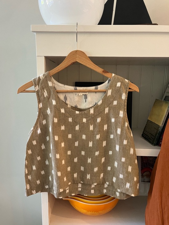 Maiwa Tops - Maiwa ikat cropped cotton tank size S small